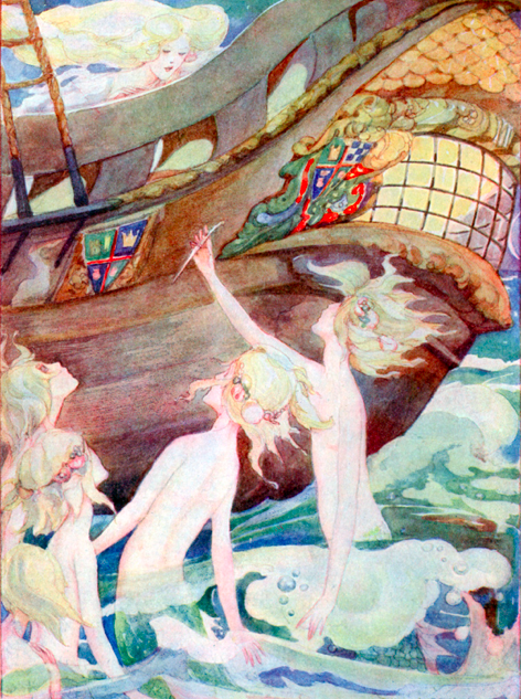 The Little Mermaid's Sisters, by Ann Anderson.  See them desperately try to convince her to come with them. 