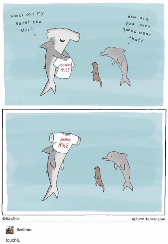 Comic from the wonderful Liz Climo, who you should definitely check out (lizclimo.tumblr.com) or on facebook. Love love love her sea creature comics!